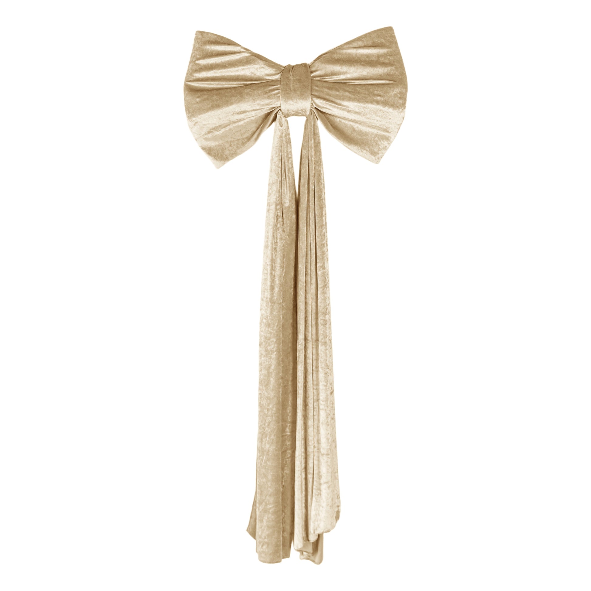 Velvet Giant Fabric Bow for Backdrop Champagne full view
