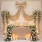 Velvet Giant Fabric Bow for Backdrop Champagne behind a bridal table

