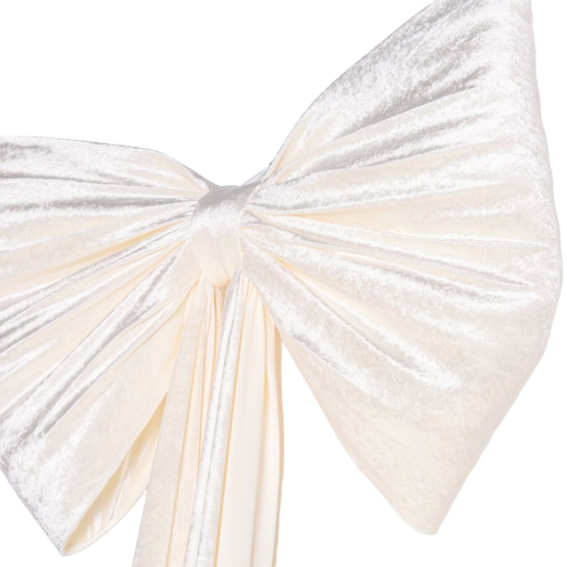 Velvet Giant Fabric Bow for Backdrop Ivory close up