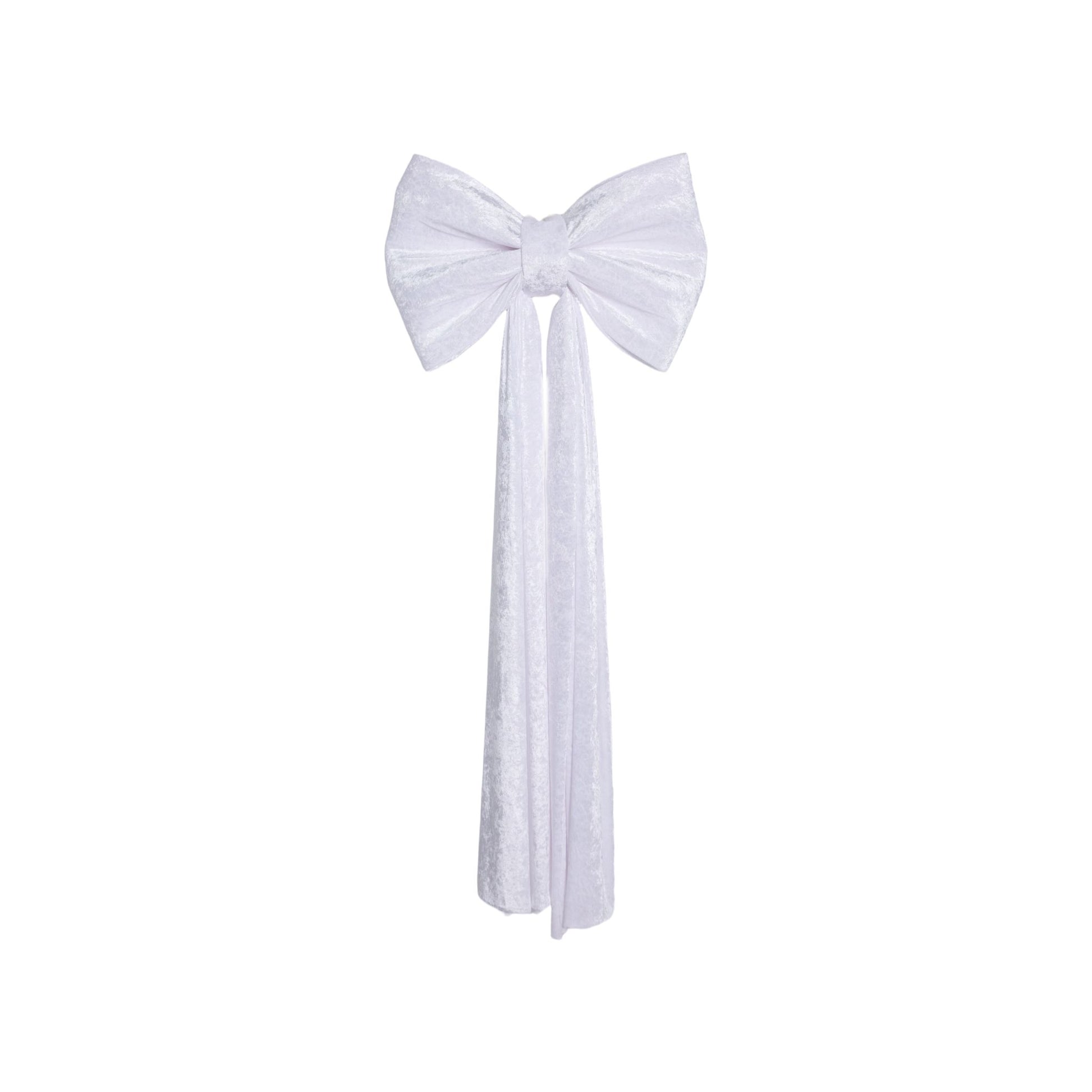 Velvet Giant Fabric Bow for Backdrop White full view