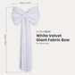 Velvet Giant Fabric Bow for Backdrop White infographic