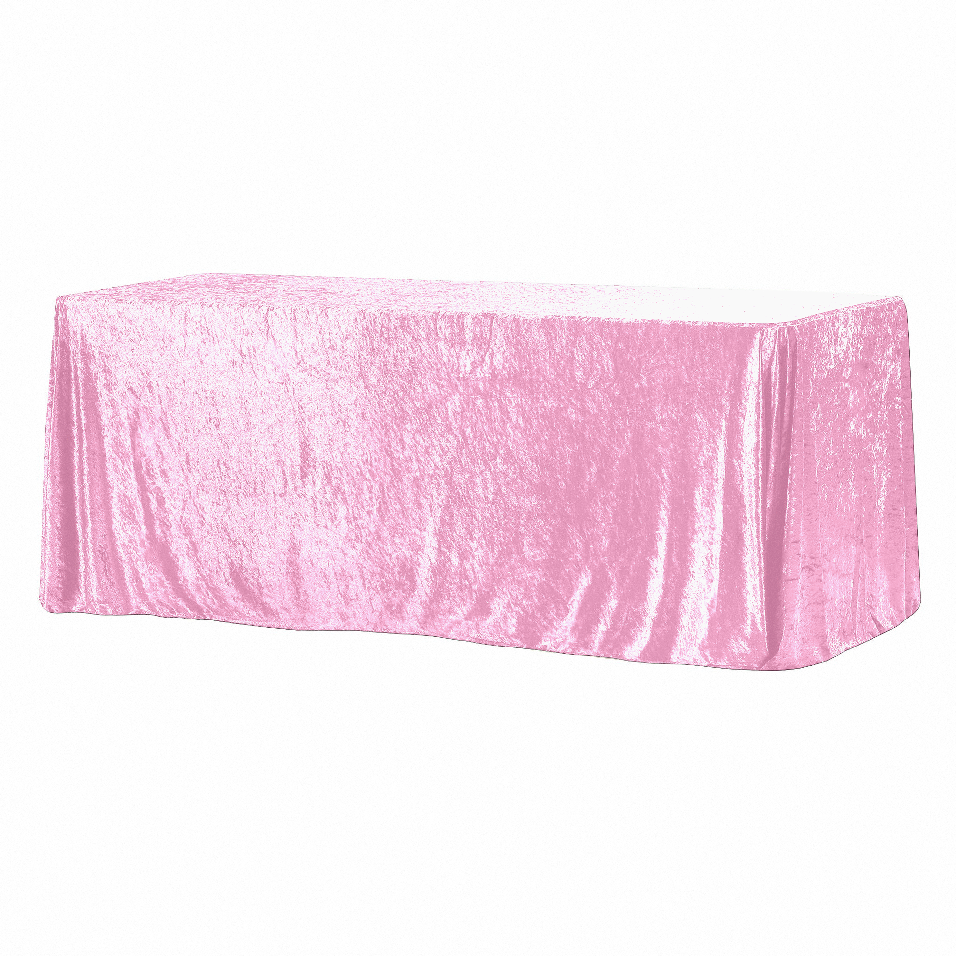 Velvet King 108"x156" Rectangular Tablecloth Pink angled view

