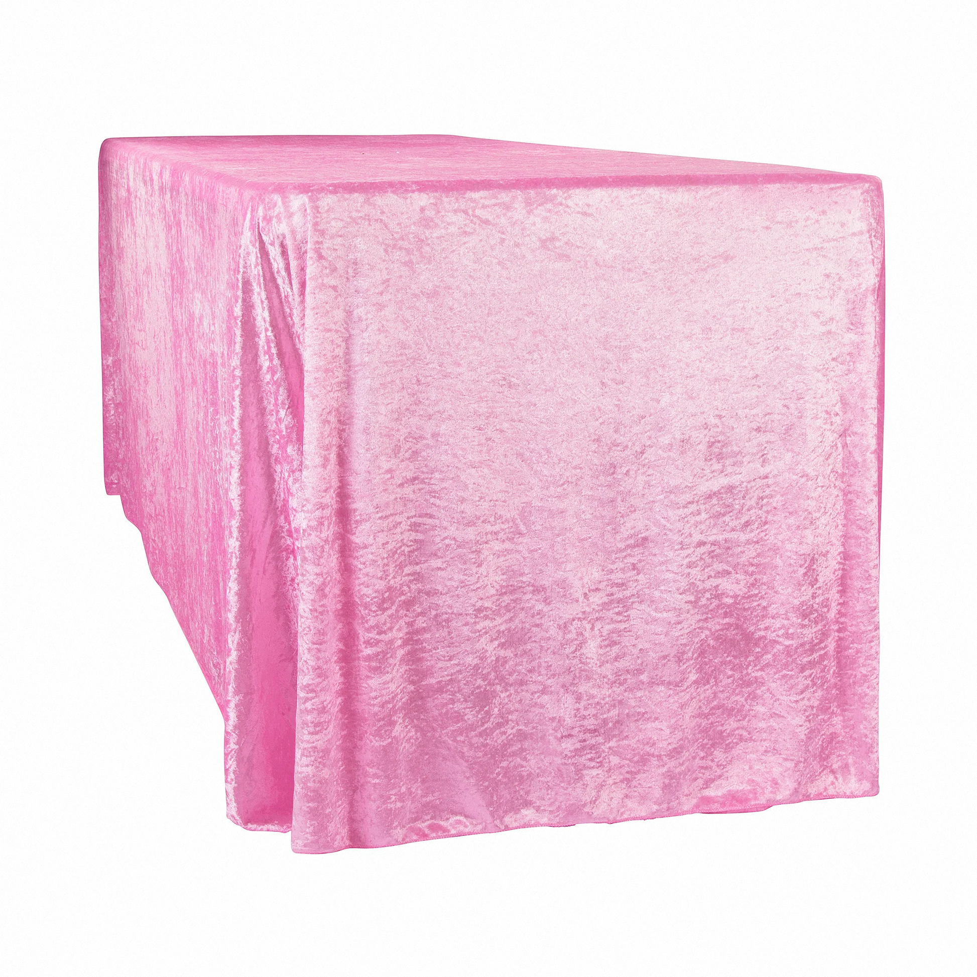 Velvet King 108"x156" Rectangular Tablecloth Pink end view
