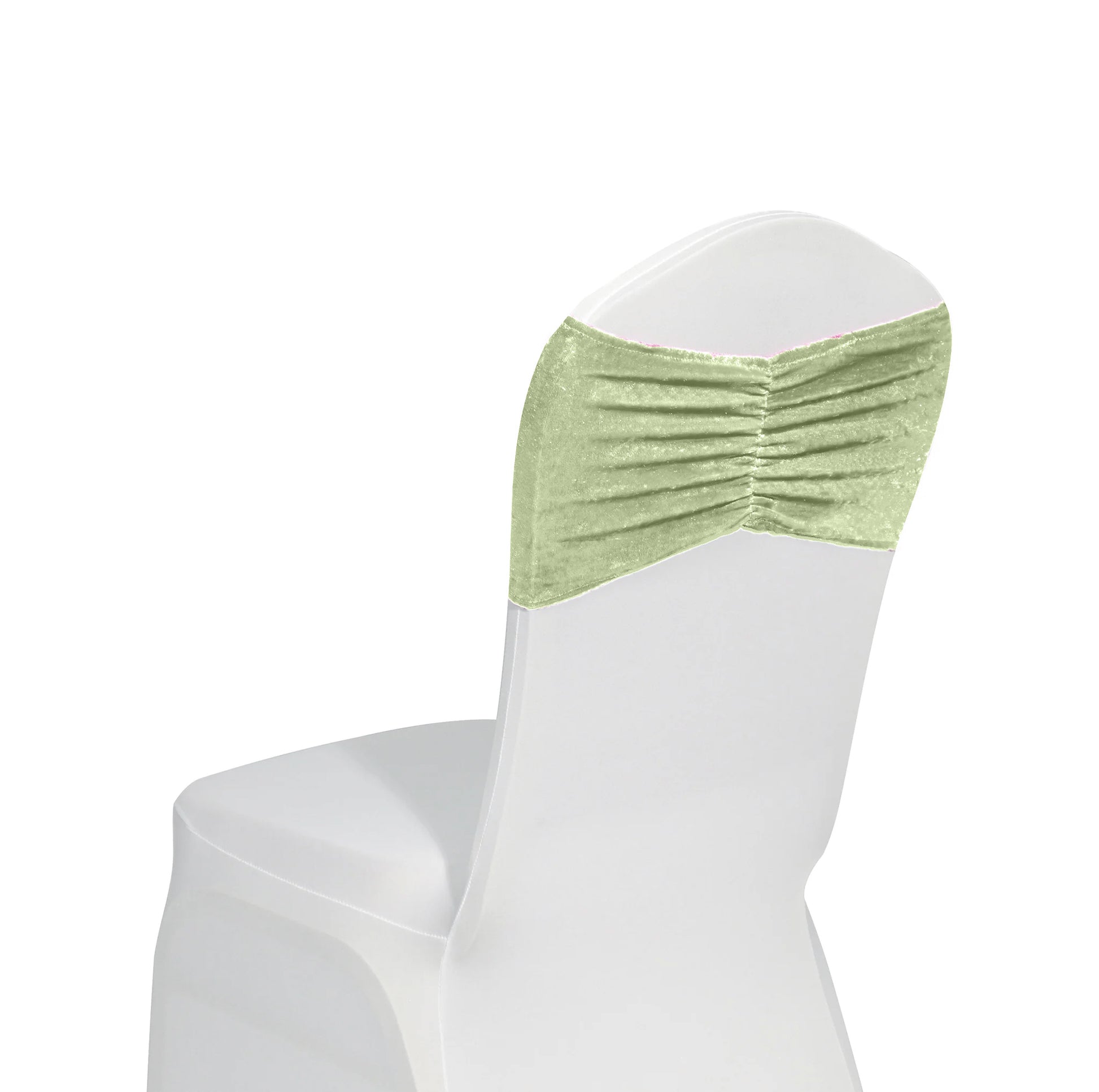 Sage Green Velvet Ruffle Stretch Chair Band Size: 13 in | Spandex | Wedding | Event | Wholesale by CV Linens Sage Green Velvet Ruffle Stretch Chair Band Size: 13 in | Spandex | Wedding | Event | Wholesale by CV Linens