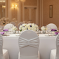 Velvet Ruffle Stretch Chair Band - White | chair cover | tablecloth | charger plate | wine goblet |