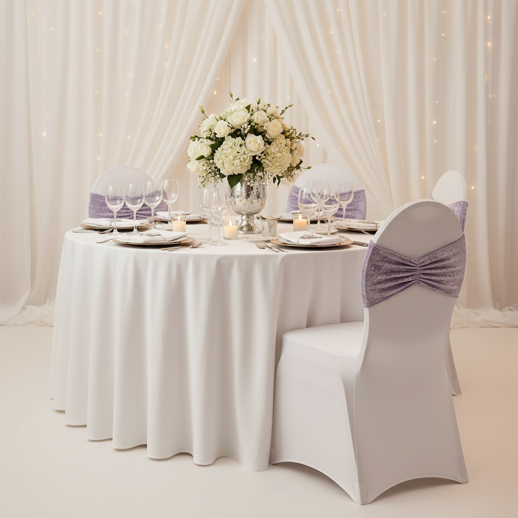 Velvet Ruffle Stretch Chair Band - Wisteria