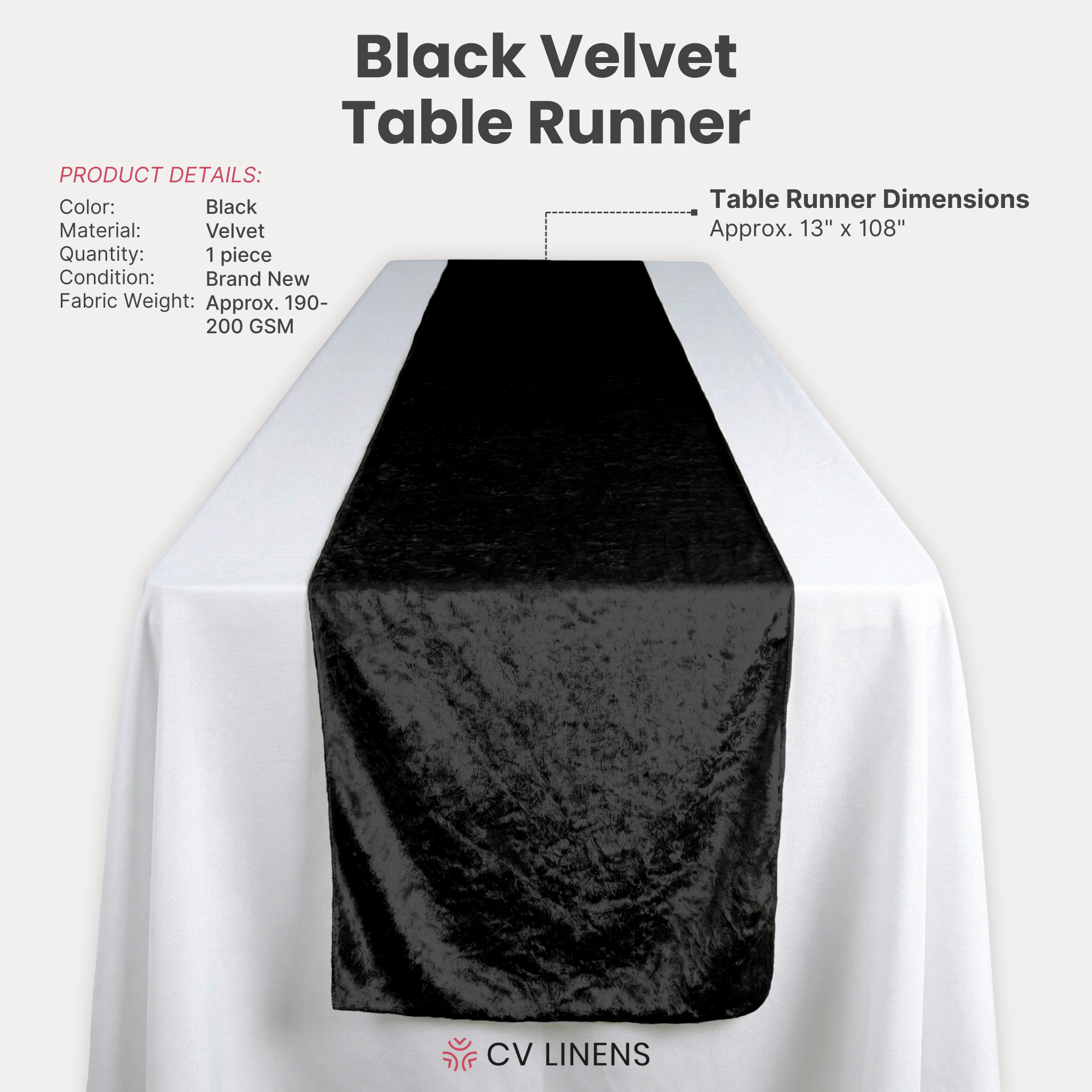 Velvet Table Runner Black infographic
