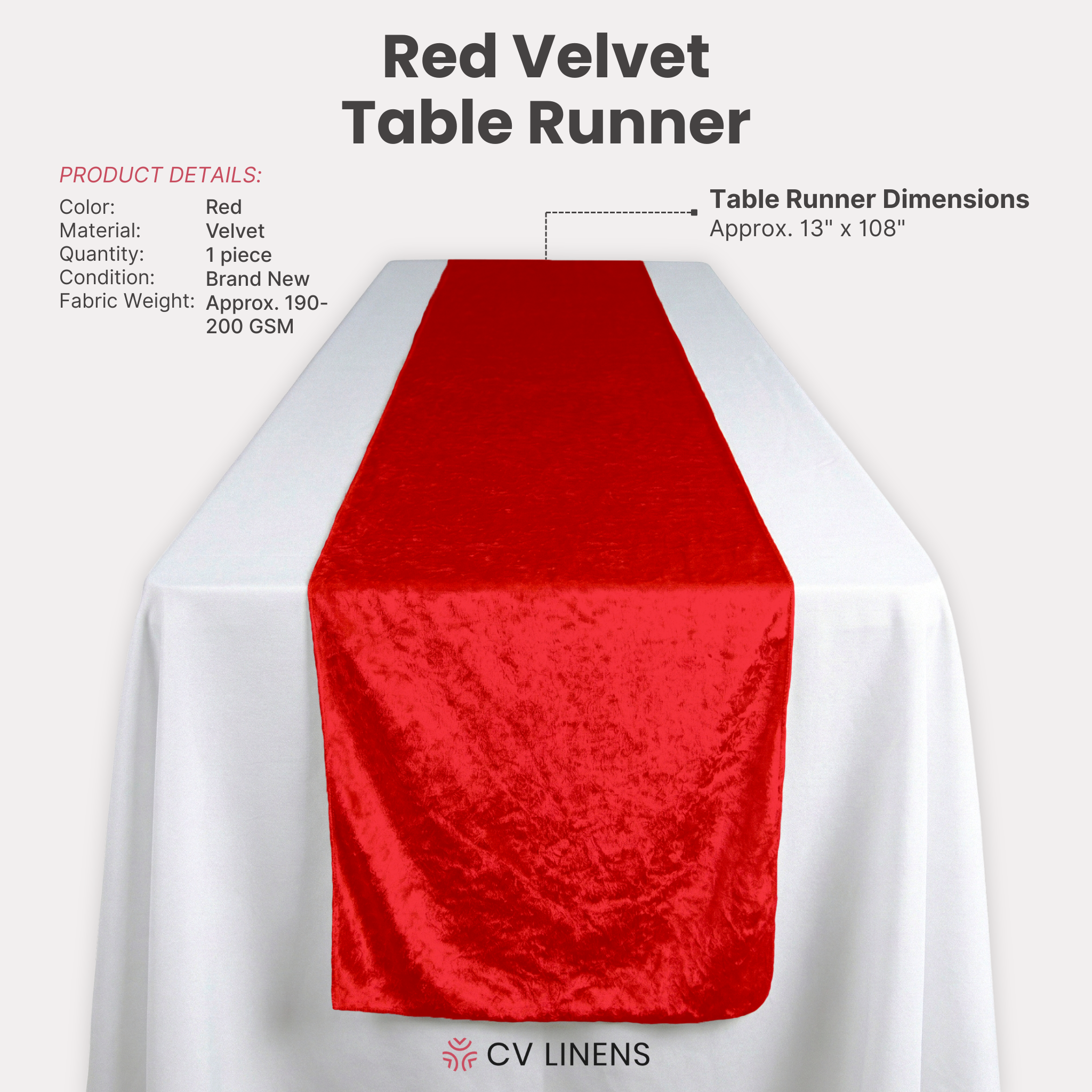 Velvet Table Runner Red infographic