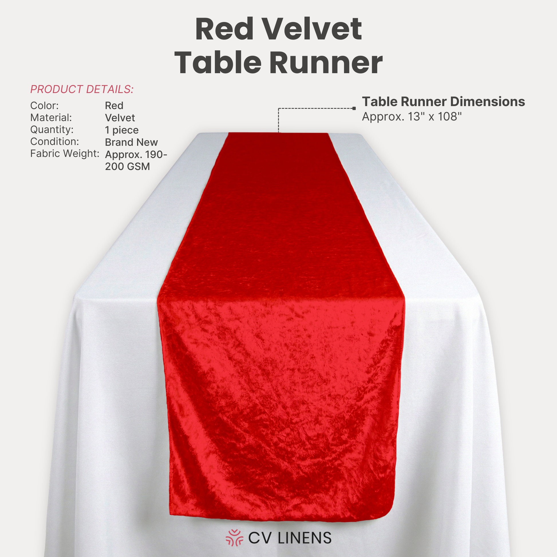 Velvet Table Runner Red infographic
