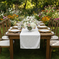 Velvet Table Runner - White | tablecloth | charger plate | wine goblets | centerpiece |