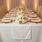 Velvet Table Runner - White | tablecloth | napkin | charger plate | wine goblets | centerpiece |