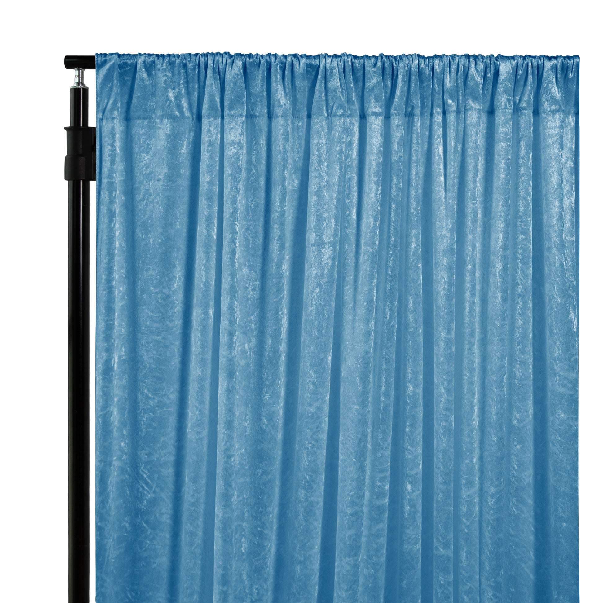 Velvet 12ft H x 52" W Drape/Backdrop Curtain Panel - Steele Blue