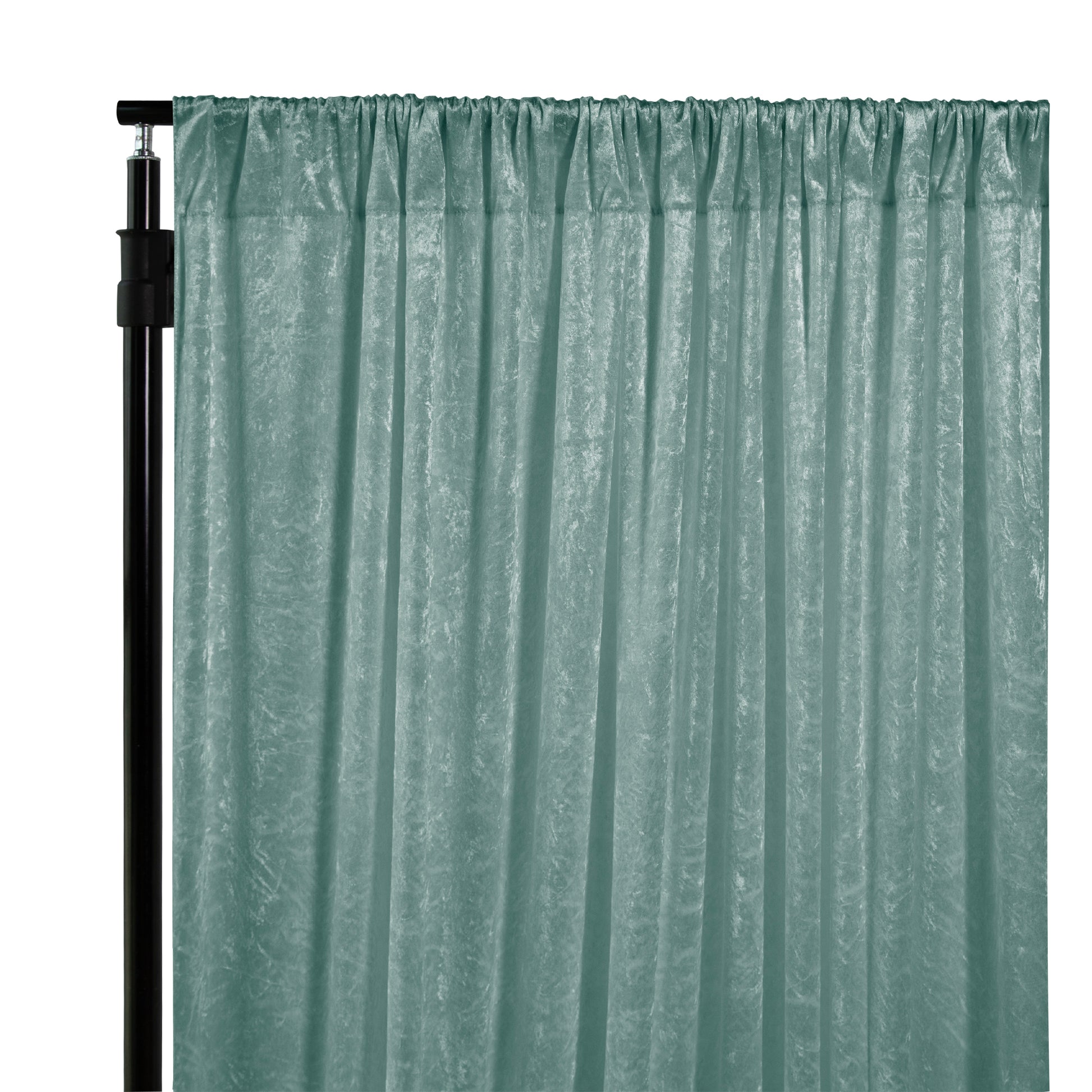 Velvet 12ft H x 52" W Drape/Backdrop Curtain Panel - Eucalyptus