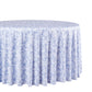 Vintage Lace Print Scuba Round Tablecloth Dusty Blue/White close up