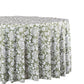 Vintage Lace Print Scuba Round Tablecloth Olive Green/White close up