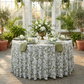 Vintage Lace Print Scuba  120" Round Tablecloth - Olive Green/White - CV Linens