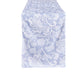 Vintage Lace Print Scuba Table Runner Dusty Blue/White end view