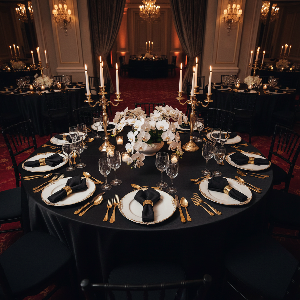 prom setup with Vintage Round Charger Plate - White Gold-Trimmed