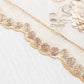 Vintage Veil Embroidery 108" Round Tablecloth/Overlay Topper Champagne edge close up