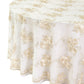 Vintage Veil Embroidery 108" Round Tablecloth/Overlay Topper Champagne close up
