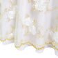 Vintage Veil Embroidery 108" Round Tablecloth/Overlay Topper Gold/Ivory pettern details