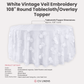 Vintage Veil Embroidery 108" Round Tablecloth/Overlay Topper White infographic showing product details