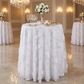 Vintage Veil Embroidery 108" Round Tablecloth/Overlay Topper White with floral centerpiece and wine glasses