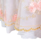 Vintage Veil Embroidery 120" Round Tablecloth/Overlay Blush/Rose Gold edge trim close up