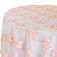 Vintage Veil Embroidery 120" Round Tablecloth/Overlay Blush/Rose Gold top view