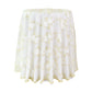 Vintage Veil Embroidery 120" Round Tablecloth/Overlay Topper Gold/Ivory on a highboy/cocktail table