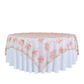 Vintage Veil Embroidery 90"x90" Square Table Overlay Topper - Blush/Rose Gold