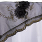 Vintage Veil Embroidery 90"x90" Square Table Overlay Topper Black pattern details