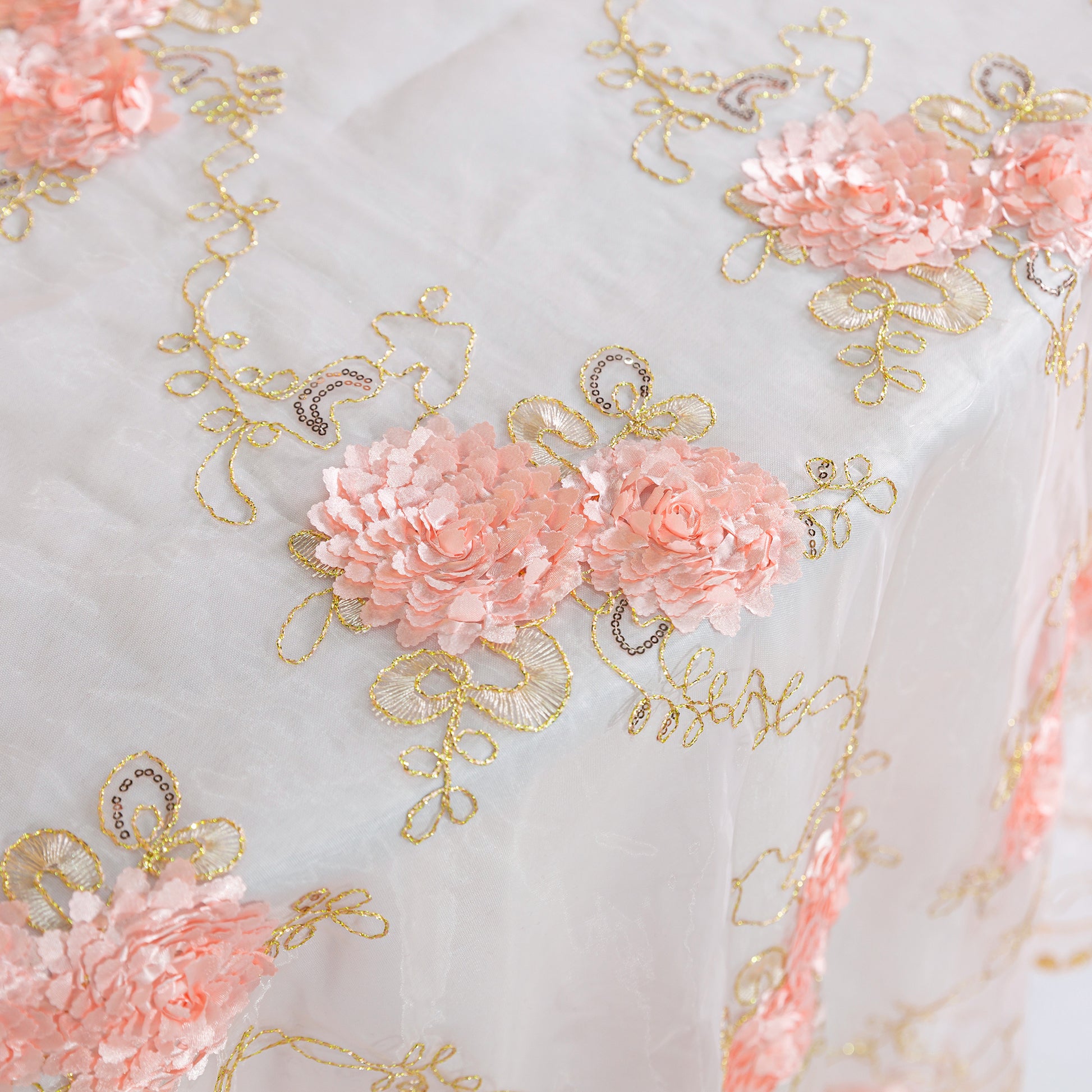 Vintage Veil Embroidery Blush/Rose Gold fabric