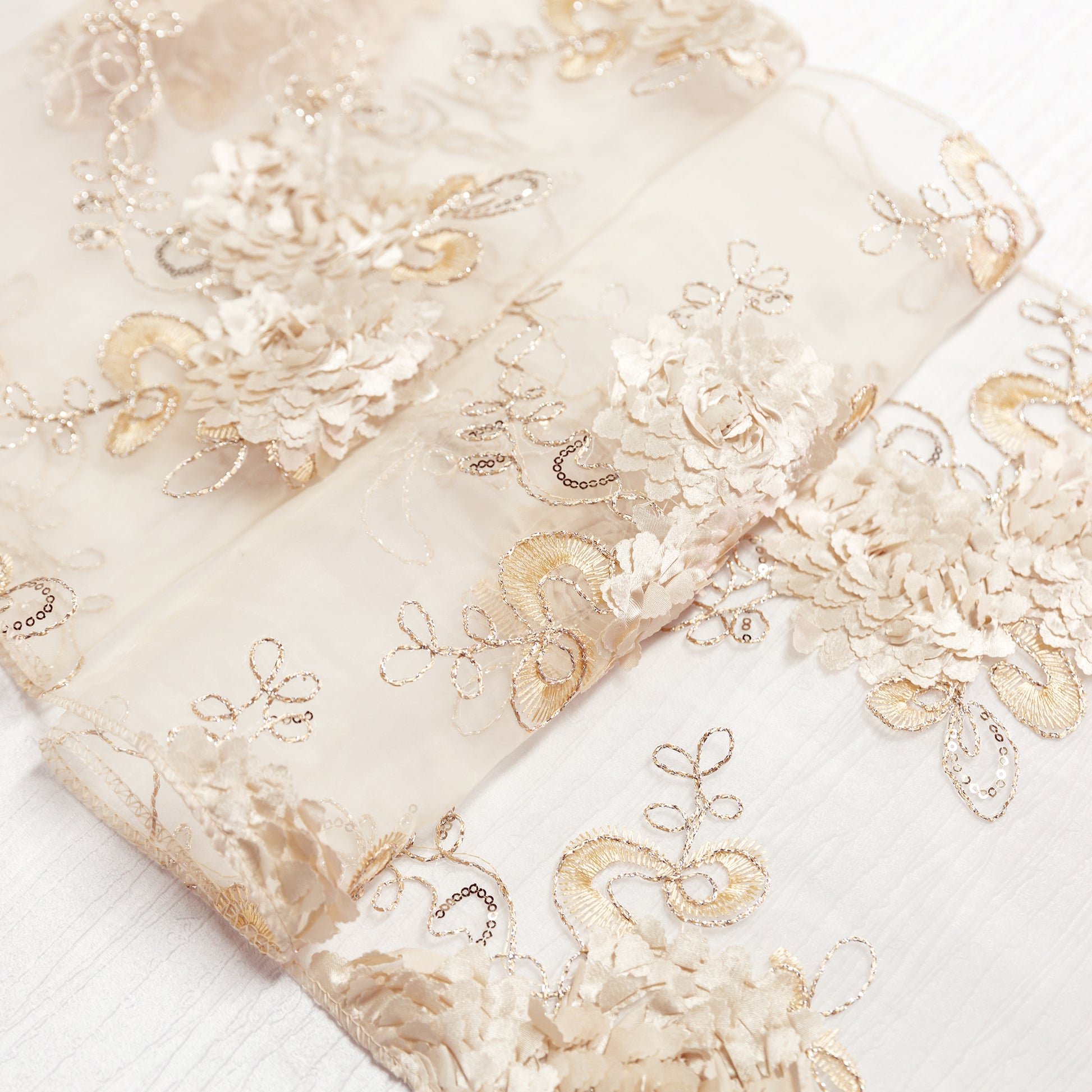 Vintage Veil Emroidery Champagne fabric