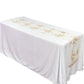 Vintage Veil Embroidery Table Runner Champagne ontop a white tablecloth