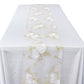 Vintage Veil Embroidery Table Runner Gold/Ivory edge view