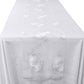 Vintage Veil Embroidery Table Runner White end hang over