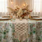 indoor baby shower setup with Watercolor Floral 120" Round Tablecloth - Green