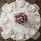 Watercolor Floral 132" Round Tablecloth - Pink