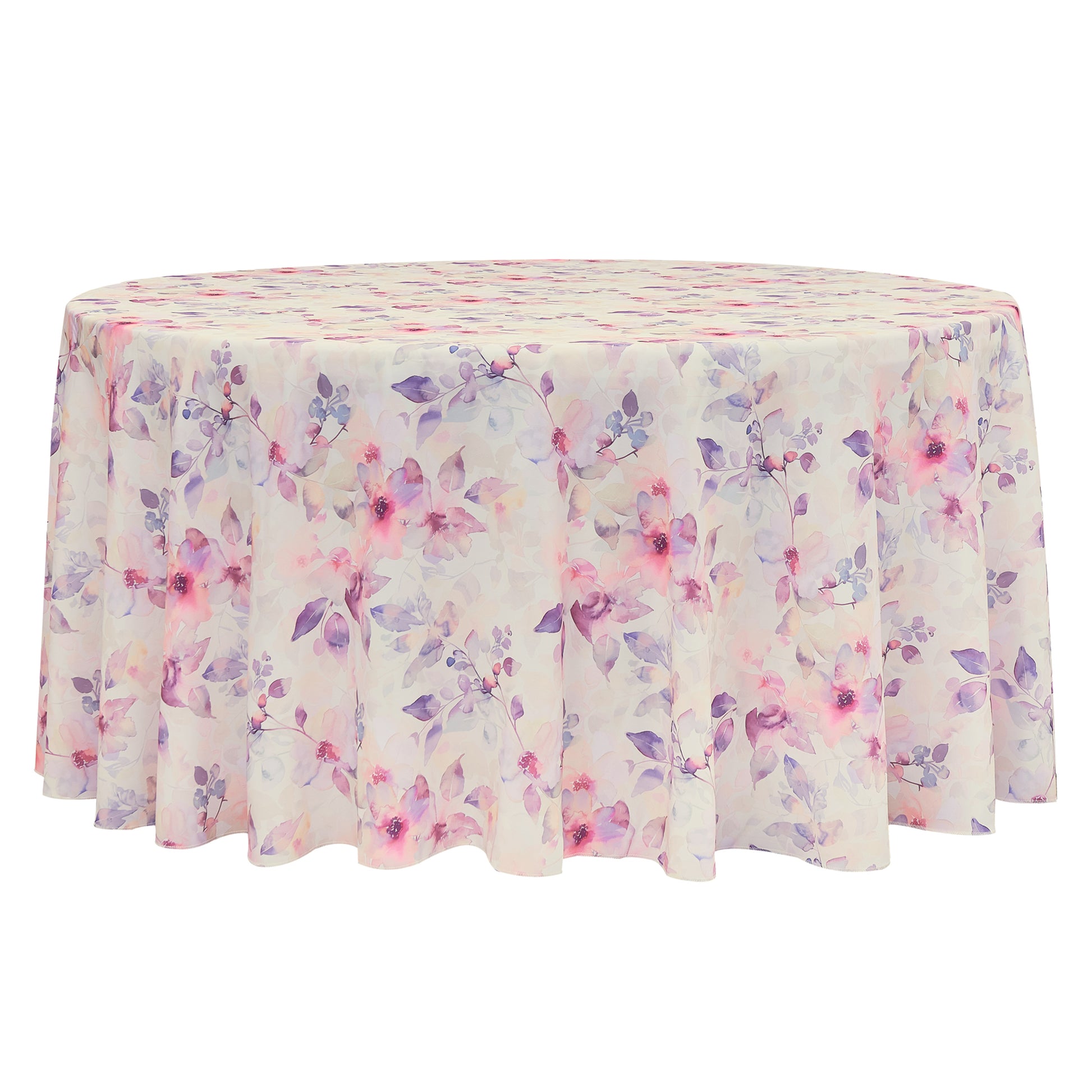 Watercolor Floral 132" Round Tablecloth - Pink
