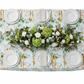 top view of Watercolor-Floral-Rectangular-90x156-Tablecloth-Green-lifestyle