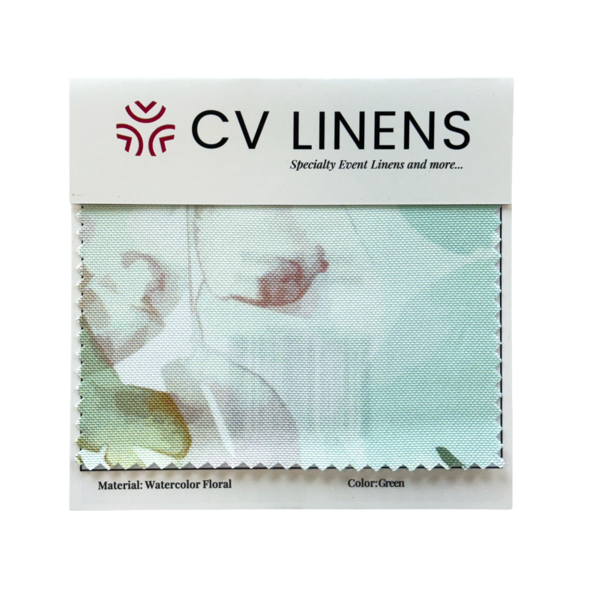 Watercolor Floral Swatch Card - Green - CV Linens™
