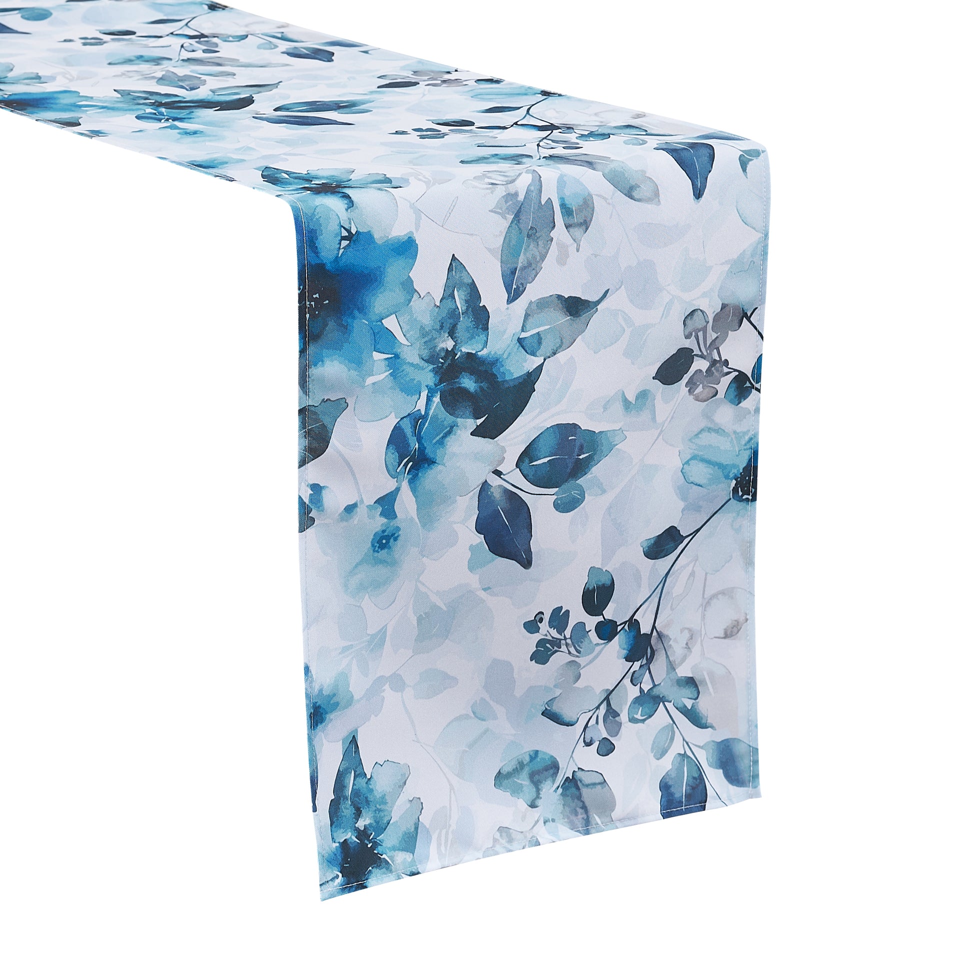 Watercolor Floral Table Runner Blue - CV Linens