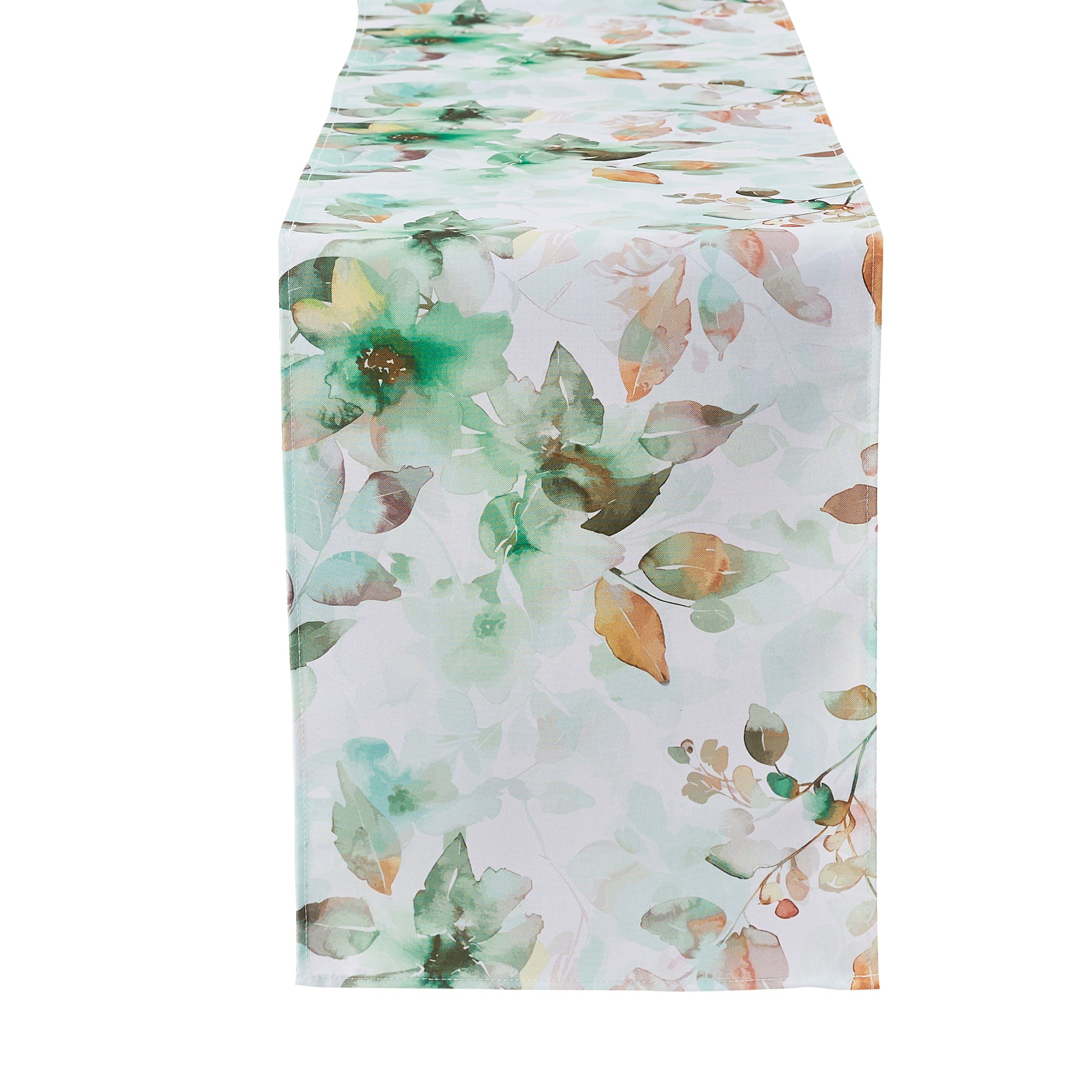Watercolor Floral Table Runner Green - CV Linens