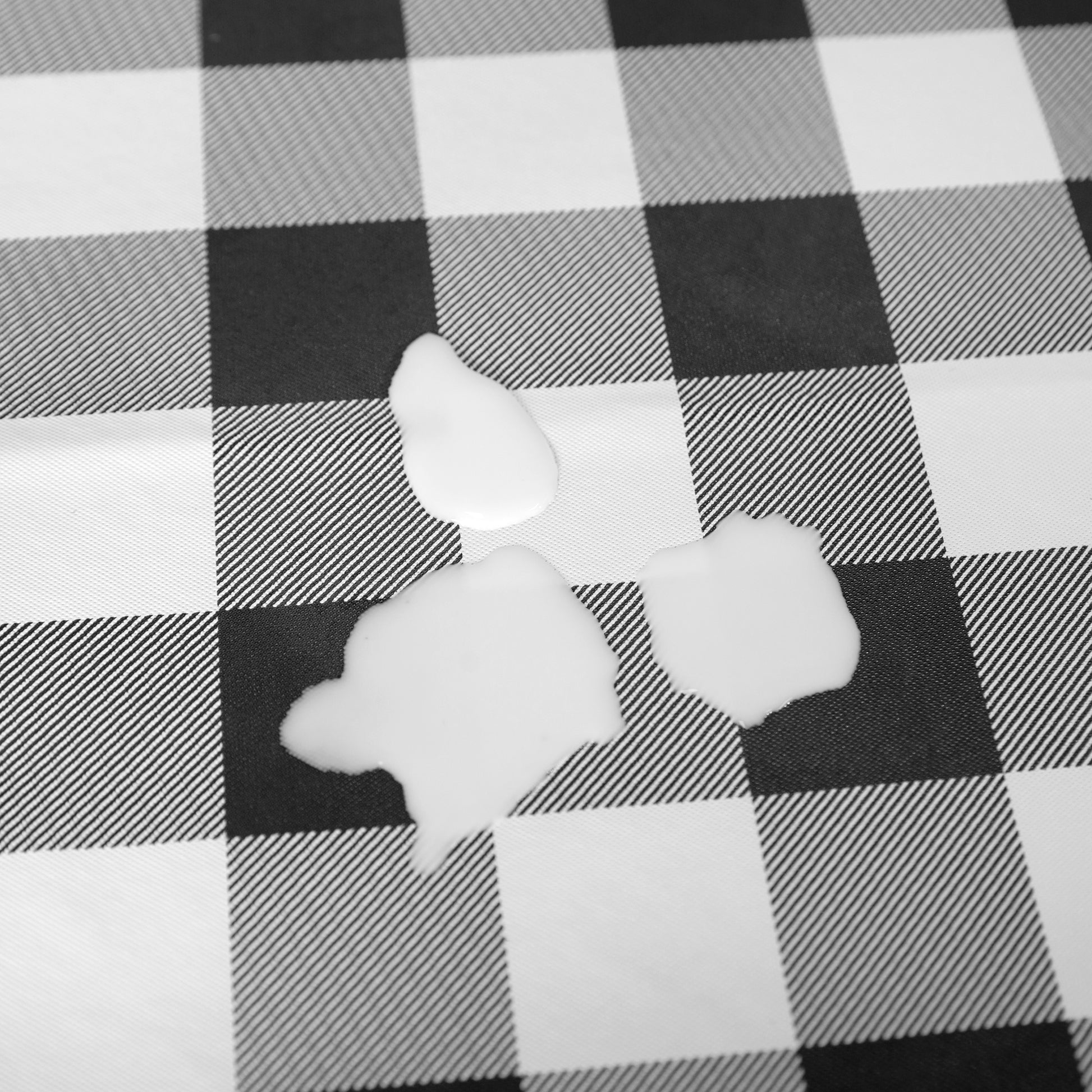 Waterproof Vinyl Flannel Backing Checkered Design Black close up