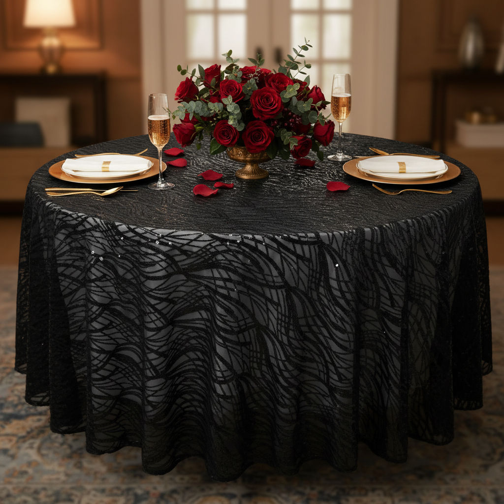 Wave Sequin Mesh Tablecloth 120
