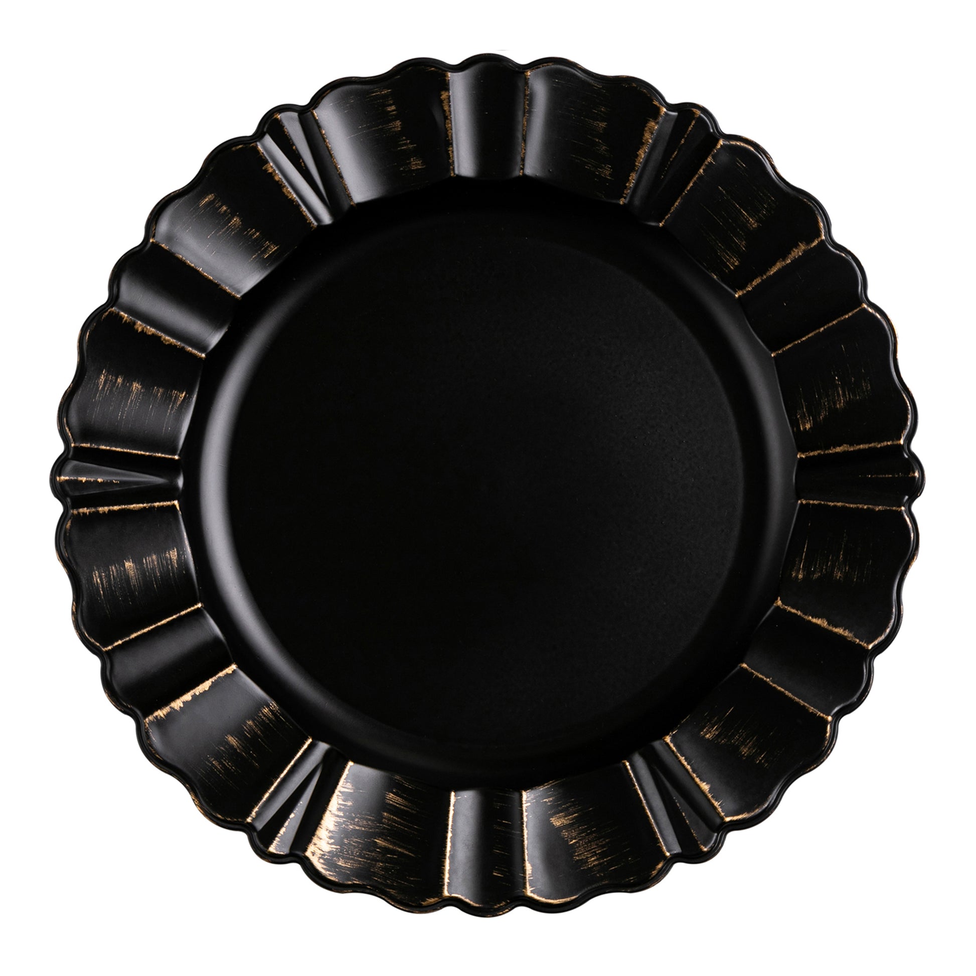 Waved Scalloped Acrylic 13" Charger Plate - Black & Gold