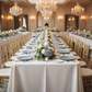 wedding banquet with Waved Scalloped Acrylic 13" Charger Plate - Dusty Blue & Gold