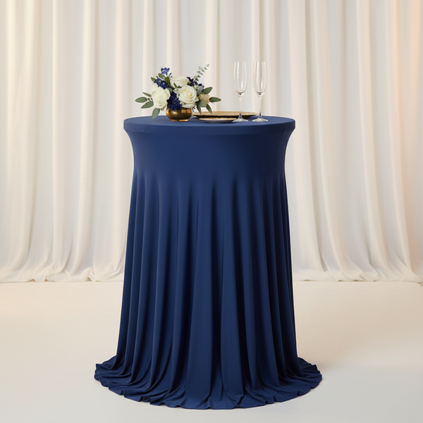 ラウンドカクテルテーブルクロス ウェディング パーティー用 ブルー Spandex Wavy Cocktail Table Cover 30