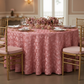 Wedding Rosette SATIN 120" Round Tablecloth - Dusty Rose/Mauve with gold trimmed charger plate | white dinner plate | gold chiavari chairs